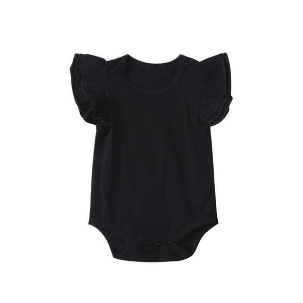 Summer Baby Cotton Ruffled Short-sleeved Round Neck Triangle Romper, Size:90cm(Black)