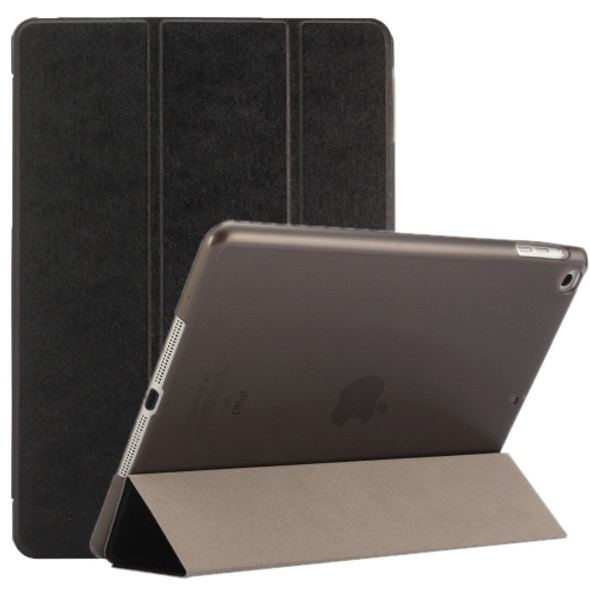 For iPad 9.7 (2018) & iPad 9.7 inch (2017) & iPad Air Silk Texture Horizontal Flip Leather Case with Three-folding Holder(Black)