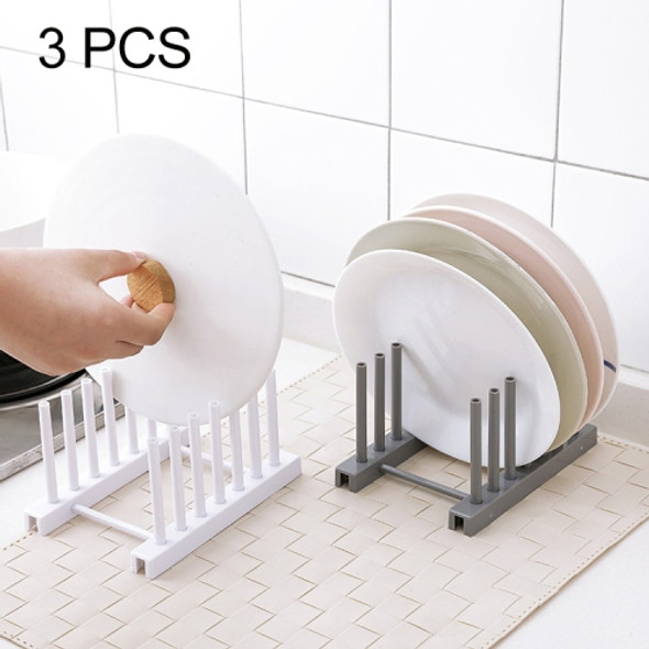 3 PCS Multi-function Kitchen Removable Plastic House Dish Rack Shelves, Random Color Delivery