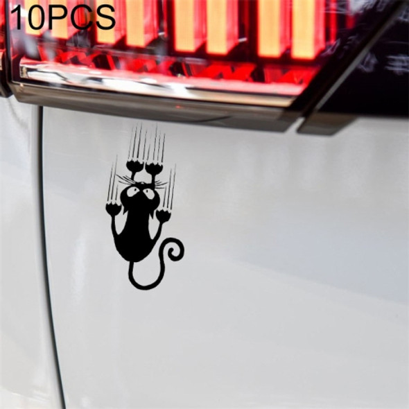 10 PCS YOJA Waterproof Cat Pattern Car Sticker Funny Animal Vinyl Decal Car Window Bumper Stickers, Size: 7.5x15cm(Black)