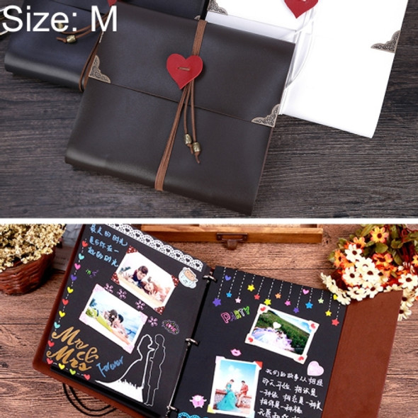 DIY Creativity Loose-leaf Imitation Leather Retro Love Heart Lock Pattern Commemorative Photo Album, Size: M