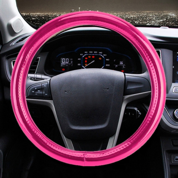 Universal Car Plating Matte Leather + Cotton Steering Wheel Cover, Diameter: 38cm (Rose Red)