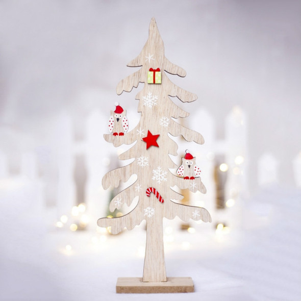 2 PCS Christmas Decorations Creative Painted Wooden Christmas Tree Ornaments, Size:31x13cm