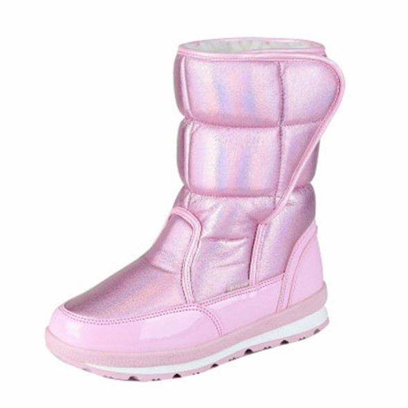 Wool Warm Inside Parent-child Shoes Snow Boots, Size:28(Pink)