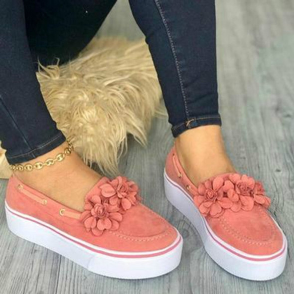 Women Floral Flat Bottom Casual Shoes, Shoe Size:40(Pink)