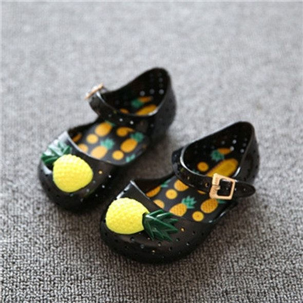 Mini Pineapple Fruit Hole Summer Jelly Children Shoes Plain Rain Boot, Shoe Size:29(Black)