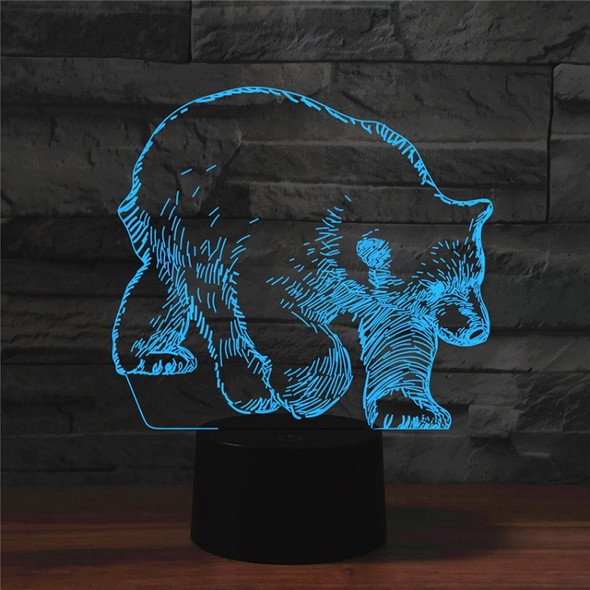 Bear Shape 3D Colorful LED Vision Light Table Lamp, USB Touch Version