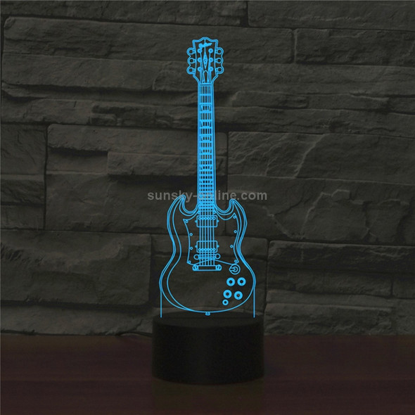 Five-string Guitar Shape 3D Colorful LED Vision Light Table Lamp, USB & Battery Version
