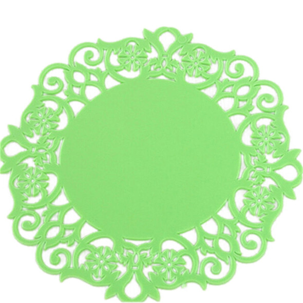 30 PCS Lace Flower Hot Coaster Silicone Cup Pad Slip Insulation Pad Cup Mat Pad Hot Drink Holder(Green)