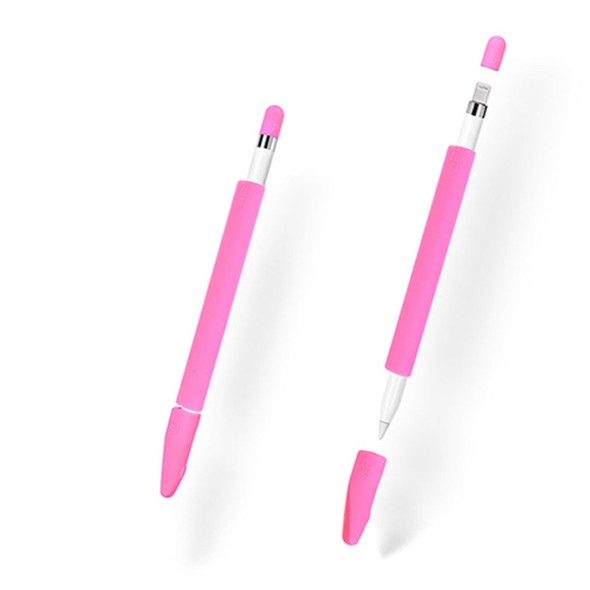 For Apple Pencil Creative 4 in 1 Anti-lost (Pencil Cap + Pencil Point + 2*Penholder Cover) TouchPen Silicone Protective Set(Magenta)