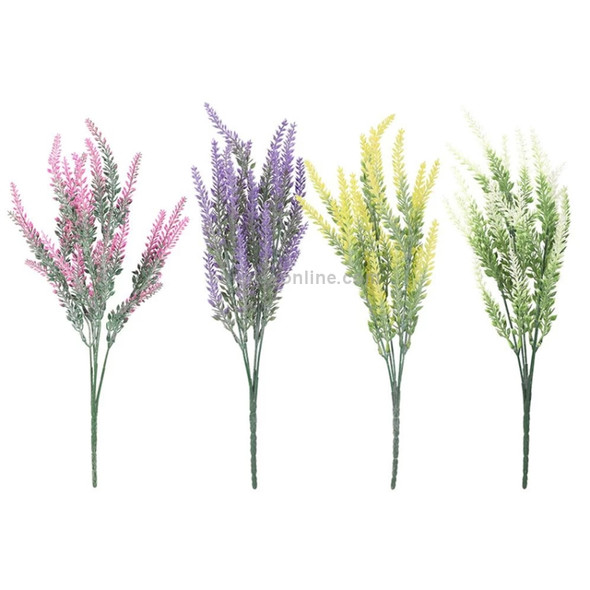 5 PCS Romantic Lavender Flower Silk Artificial Flowers Fake Flowers Grain Decorative Simulation Plants(Yellow)