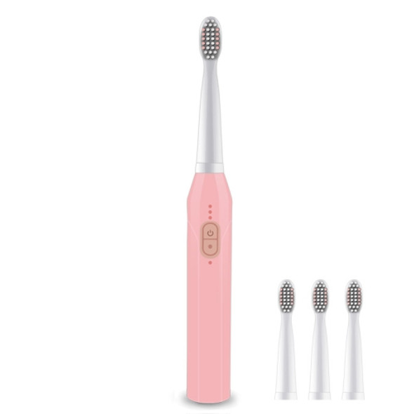 3 Cleaning Modes Sonic Electric Toothbrush USB Charger Rechargeable Tooth Brush (Pink + White)