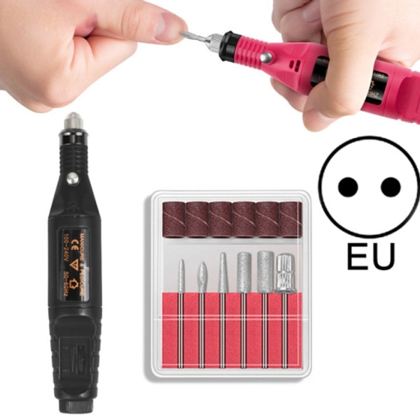 Electric Nail Kit Nail Tips Manicure Machine Electric Nail Art Pen(EU Black)