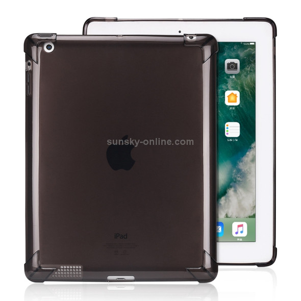 Highly Transparent TPU Full Thicken Corners Shockproof Protective Case for iPad 4 / 3 / 2 (Black)