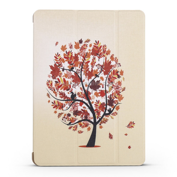 Maple Pattern Horizontal Flip PU Leather Case for iPad mini 4, with Three-folding Holder & Honeycomb TPU Cover