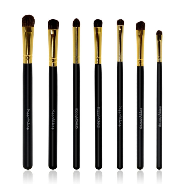 HappyMakeup 7 PCS Professional Makeup Brushes Set Makeup Tools (Black+Gold)