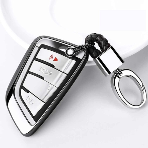 Electroplating TPU Single-shell Car Key Case with Key Ring for BMW X5 / X6 (Black)