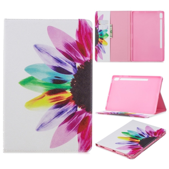 For Galaxy Tab S6 T860 / T865 Colored Drawing Pattern Horizontal Flip Leather Case with Holder & Card Slots & Wallet(Sunflower)