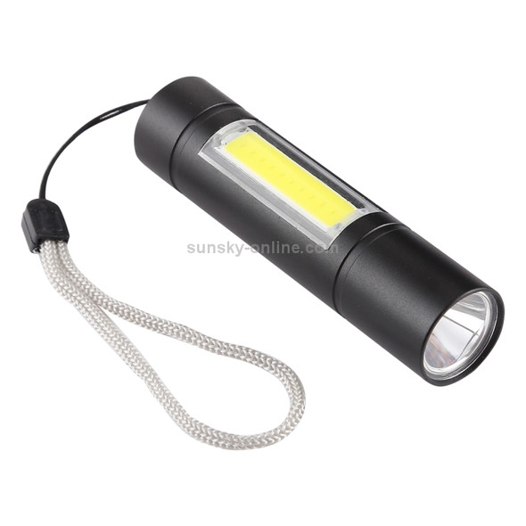 A1 USB Charging Waterproof Fixed Focus XPE + COB Flashlight with 3-Modes & Storage Box
