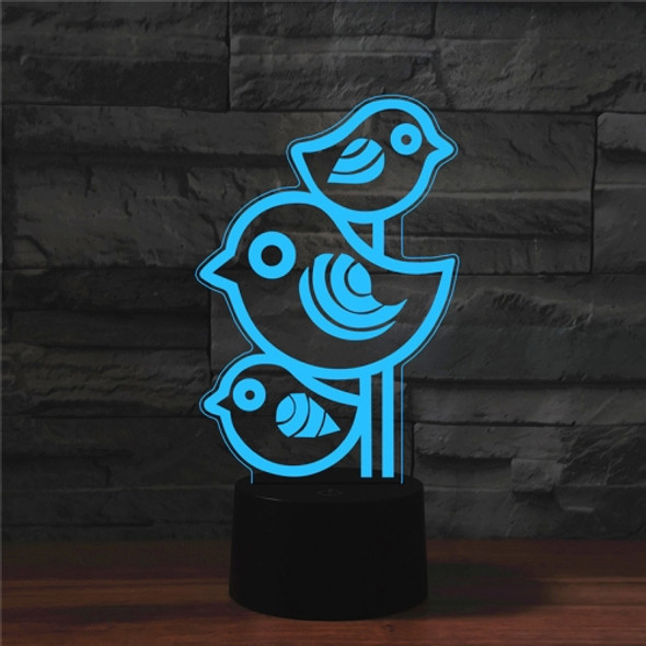 Three Birds Shape 3D Colorful LED Vision Light Table Lamp, Charging Touch Version