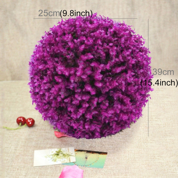 Artificial Purple Eucalyptus Plant Ball Topiary Wedding Event Home Outdoor Decoration Hanging Ornament, Diameter: 15 inch