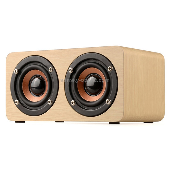 W5 Portable HiFi Shock Bass Wooden Bluetooth Speaker(Yellow)