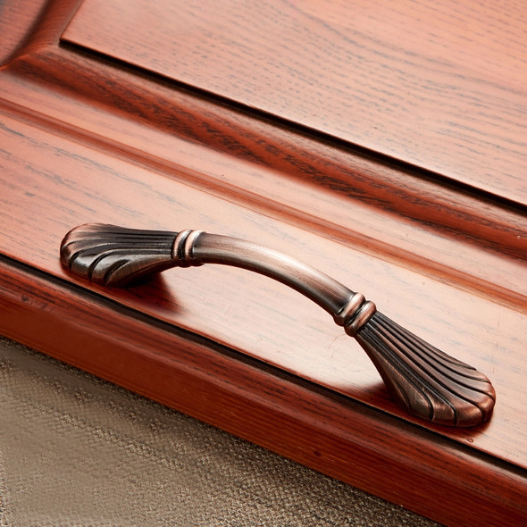 5 PCS 6029-128 Solid Wood Furniture Cabinet Handle Red Bronze Handles