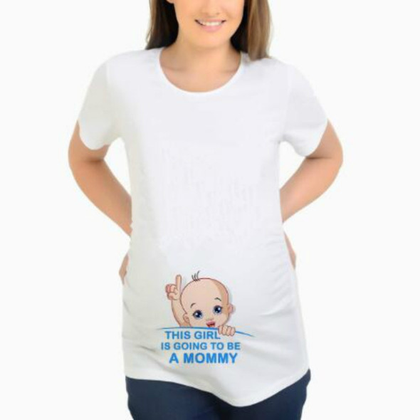 Fun Funny Baby Pattern Pregnant Women Short Sleeve T-Shirt, Size:XL(Blue)