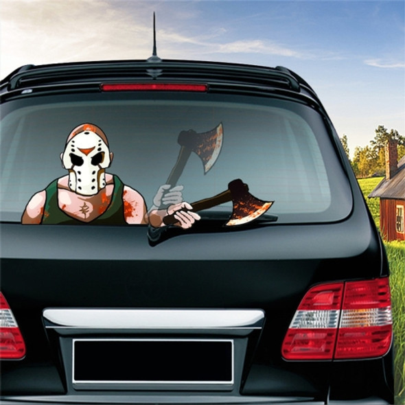 Mask Killer Axe Pattern Horror Series Car Rear Windshield Window Wiper Self-Adhesive Decorative Sticker