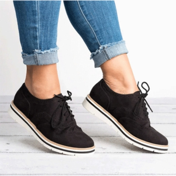 Flats Casual Lace-up Pointed Toe Slip Shoes, Shoes Size:39(Black)