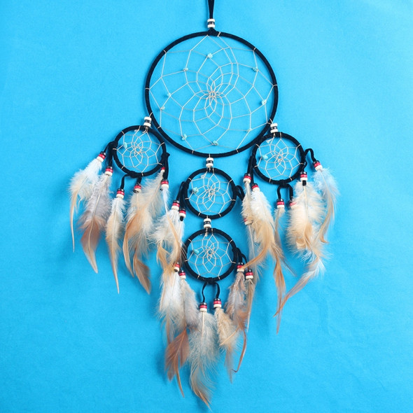 Turquoise Feather Five Rings Dream Catcher Car Pendant Home Decoration