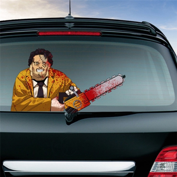 Chainsaw Killers Pattern Horror Series Car Rear Windshield Window Wiper Self-Adhesive Decorative Sticker