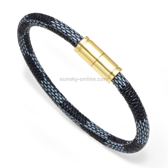 3pcs Stripe Leather Gold Magnet Bracelets Bracelet(black)