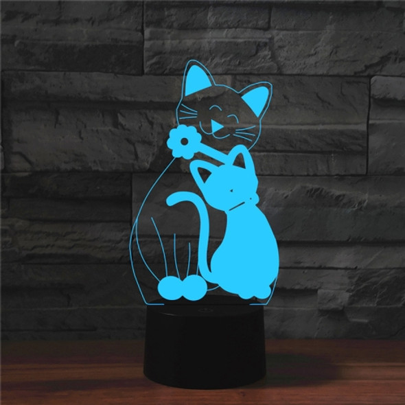 Cat Shape 3D Colorful LED Vision Light Table Lamp, Charging Touch Version