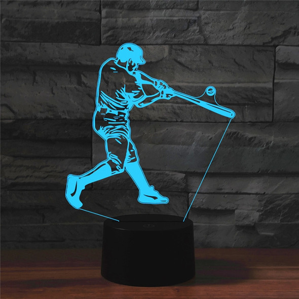 Playing Baseball Shape 3D Colorful LED Vision Light Table Lamp, USB Touch Version