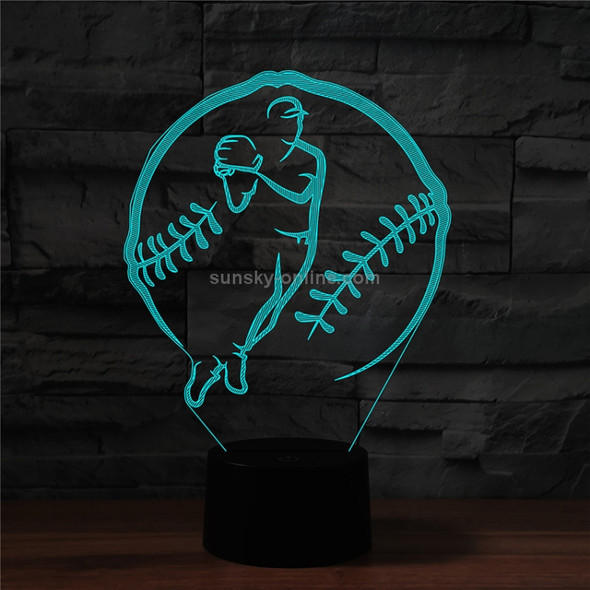 Baseball Sport Shape 3D Colorful LED Vision Light Table Lamp, Crack Touch Version