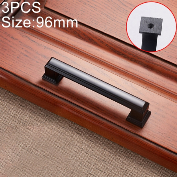 3 PCS 6609-96 Zinc Alloy Cabinet Wardrobe Drawer Door Handle, Hole Spacing: 96mm (Matte Black)