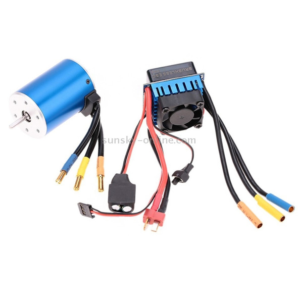 3650 3100KV 4P Sensorless Brushless Motor with 60A Brushless Electric Speed Controller for 1/10 RC Car Truck