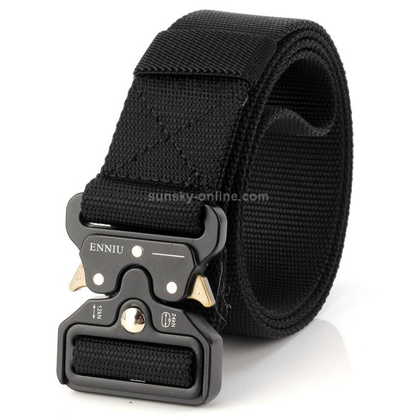 ENNIU 3.8cm Wide Snake Buckle Outdoor Casual Nylon Belt Adjustable Multifunction Training Belts (Black)