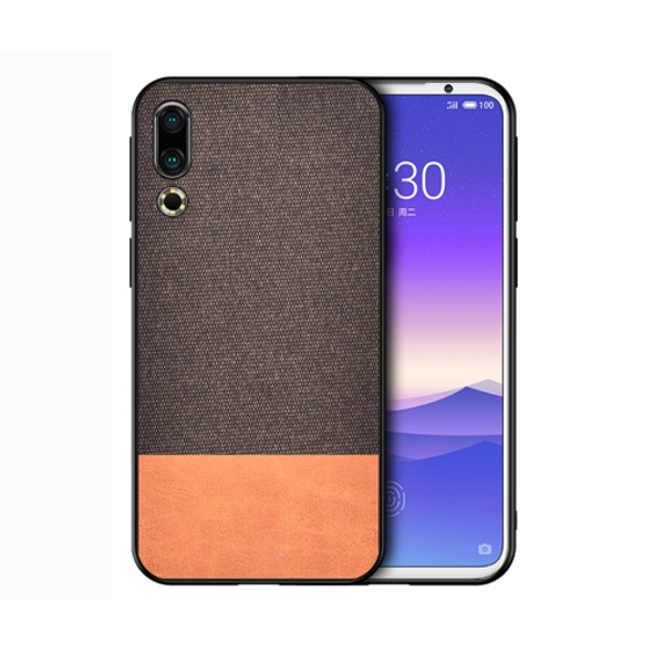 Shockproof Splicing PU + Cloth Protective Case for Meizu 16S (Brown)
