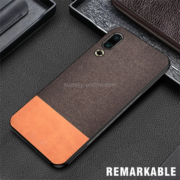 Shockproof Splicing PU + Cloth Protective Case for Meizu 16S (Brown)