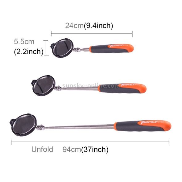 Retractable Vehicle Car Chassis Telescoping Inspection Mirror with 1 PCS 5mm LED Light, Mirror Diameter: 55mm, Max Expanding Length: 940mm