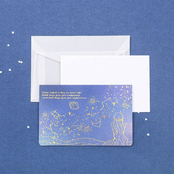 3 PCS Sulfuric Acid Paper Bronzing Folding Greeting Card Holiday Birthday Postcard Beautiful Envelope Set(Ping Xinghe)