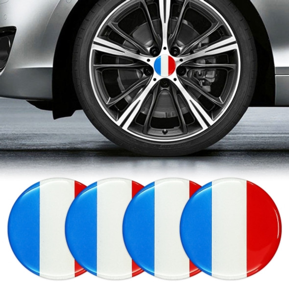 4 PCS Car-Styling France Flag Pattern Metal Wheel Hub Decorative Sticker, Diameter: 5.8cm