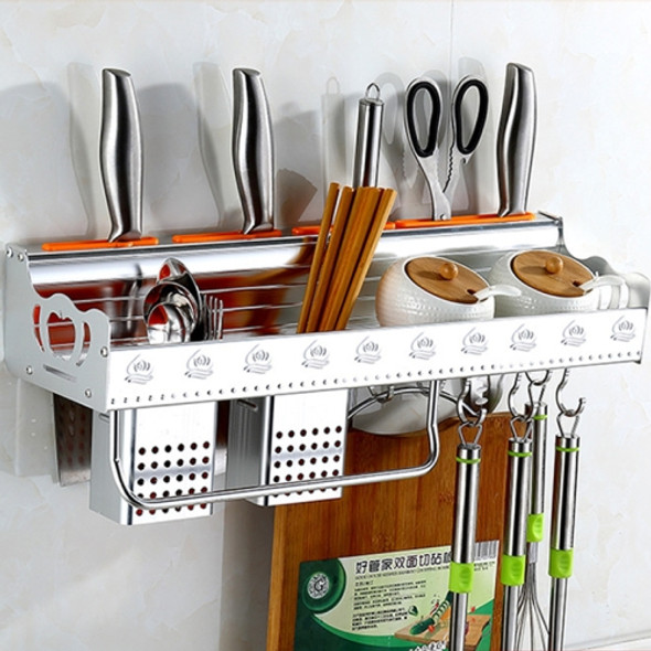 50cm 2 Chopstick Cylinders 6 Hooks Kitchen Multi-function Single-layer Wall Hanging Knife Holder Storage Rack