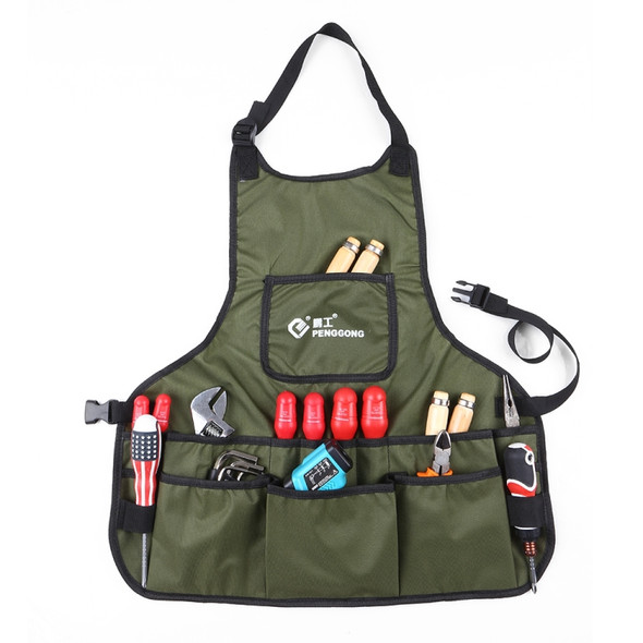 PENGGONG Waterproof Canvas Gardening Apron Tools Bag Electrician Tool Organizer For Toolkit(ArmyGreen)