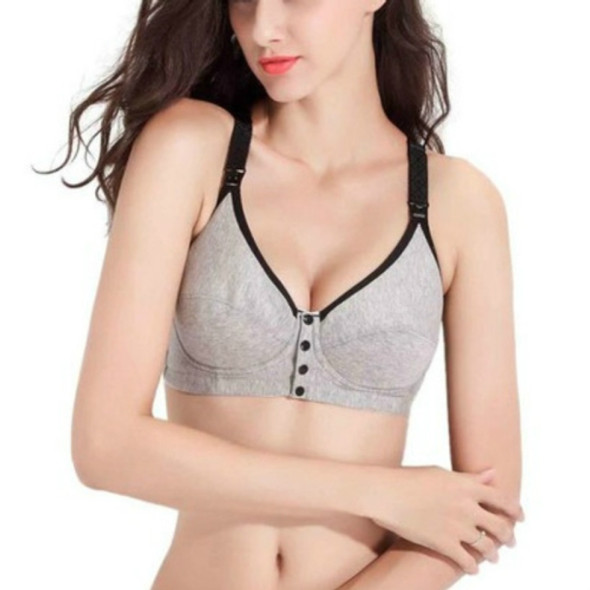 Cotton Nursing Bra Maternity Pregnancy Sports Nursing Breast Feeding Bras, Size:75C(Gray)