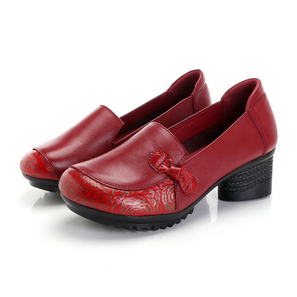 Mid-heel Soft-back Comfort Shoes, Shoes Size:38(Red)