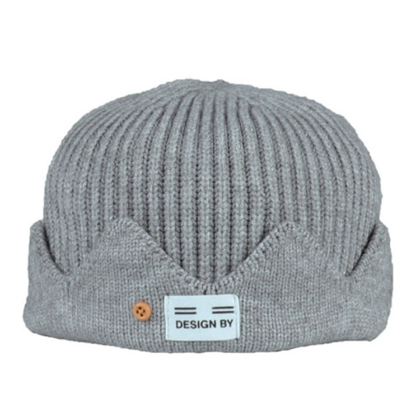 Unisex Autumn and Winter College Wind Crown Knit Hat, Hat Size:One Size(Light Gray)