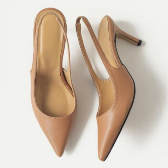 Woman Casual Party Shoes High Heels, Size:37(Dark Khaki 6CM)